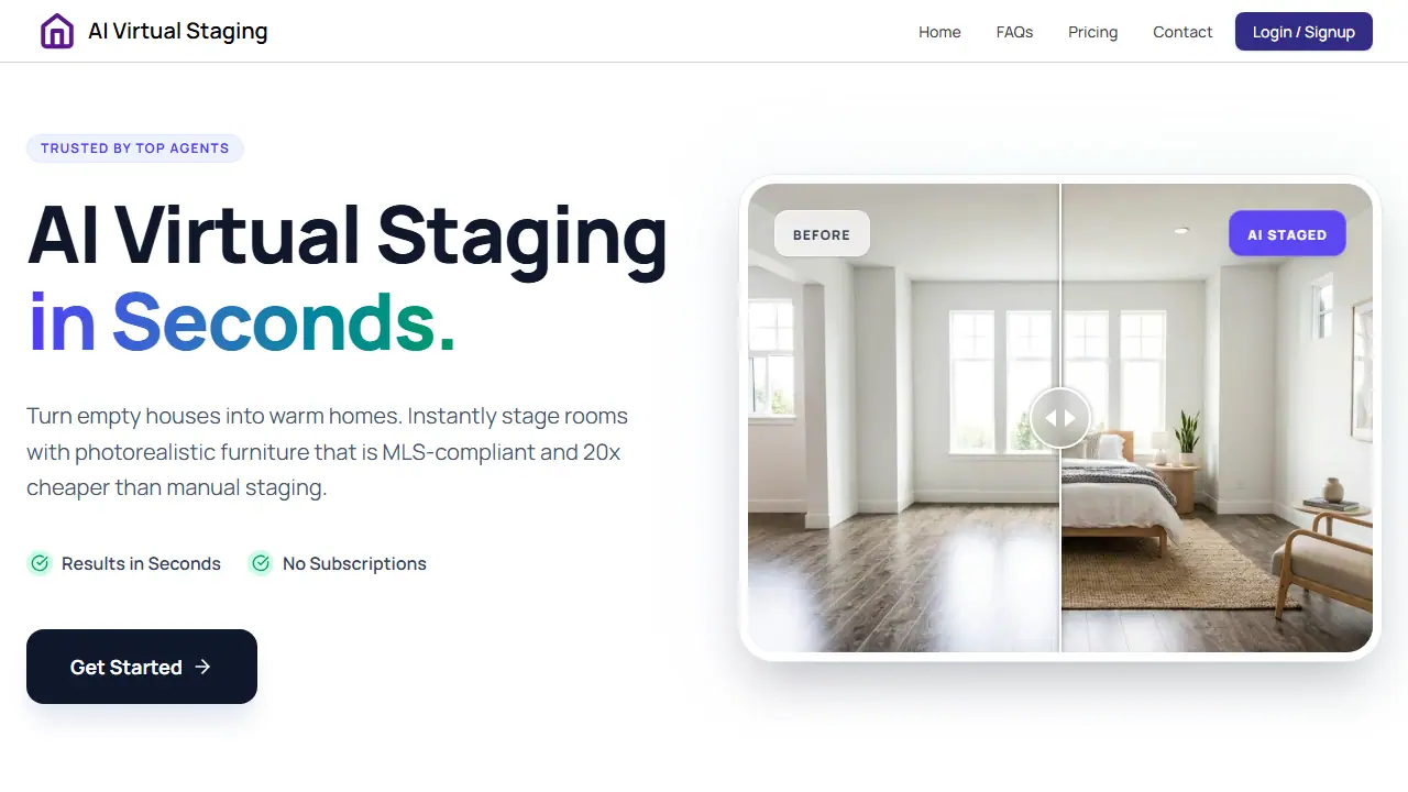 AI Virtual Staging - zrzut strony