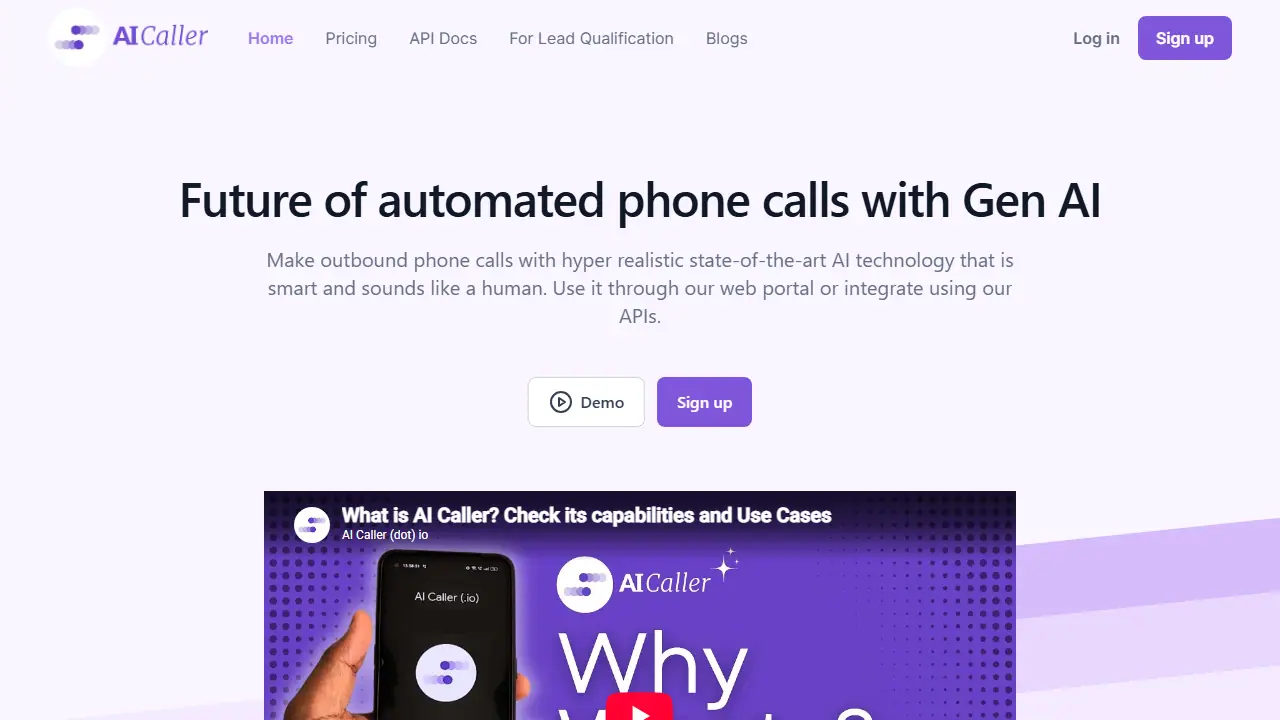 AI Caller - zrzut strony