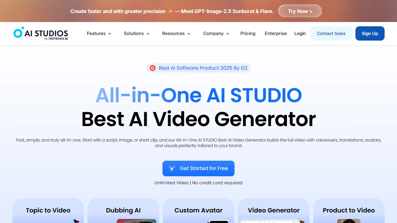 AI STUDIO (DeepBrain AI Studios) - zrzut strony