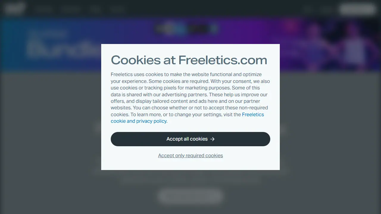 Freeletics - zrzut strony