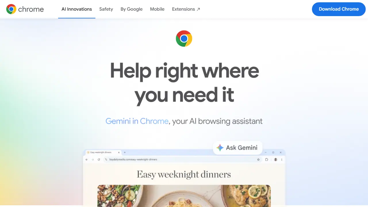 Gemini in Chrome - zrzut strony