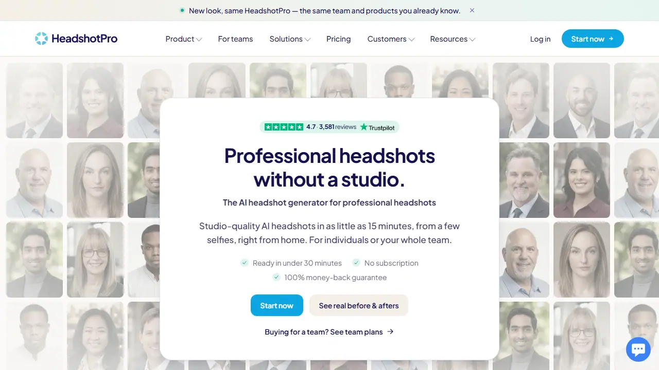 HeadshotPro - zrzut strony