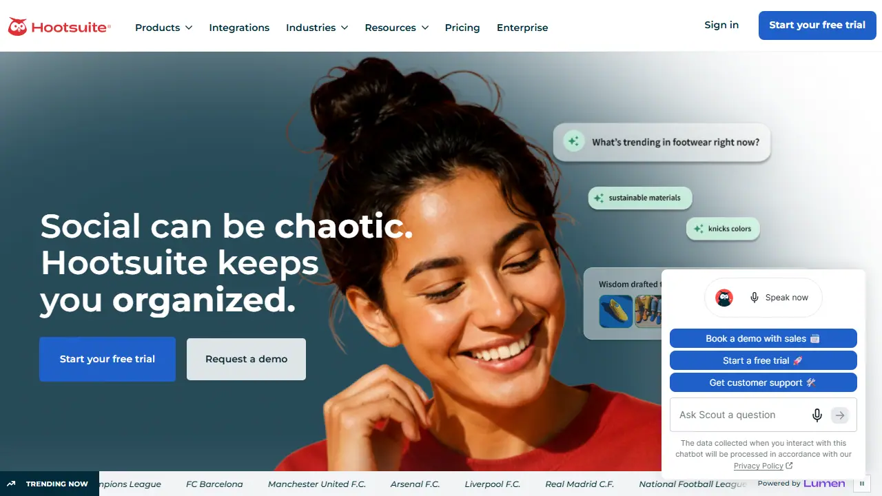 Hootsuite - zrzut strony