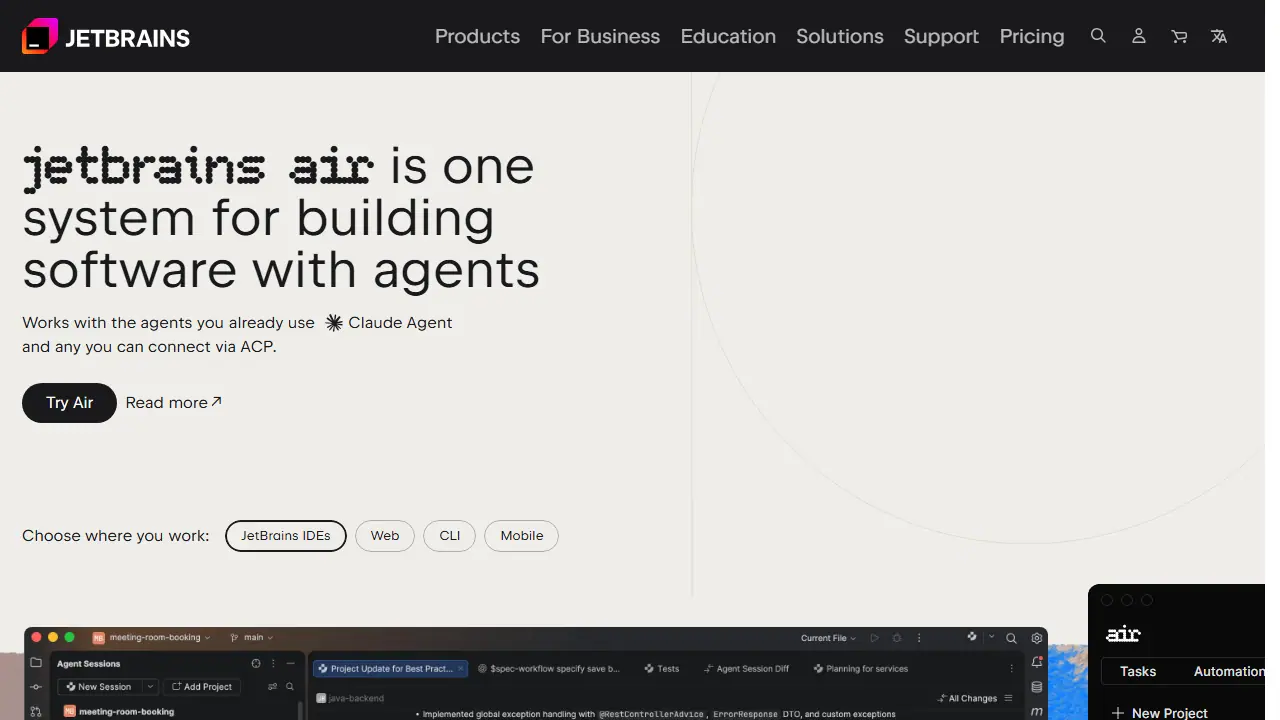 JetBrains Air - zrzut strony
