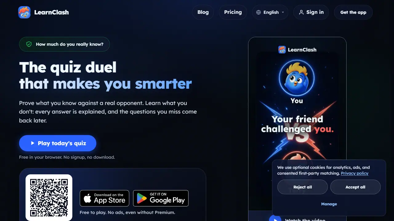 LearnClash - zrzut strony