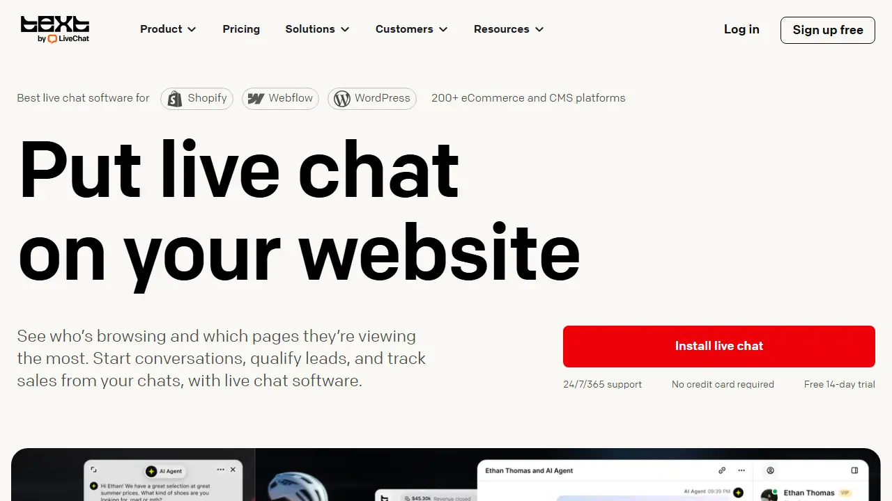 Text by LiveChat - zrzut strony