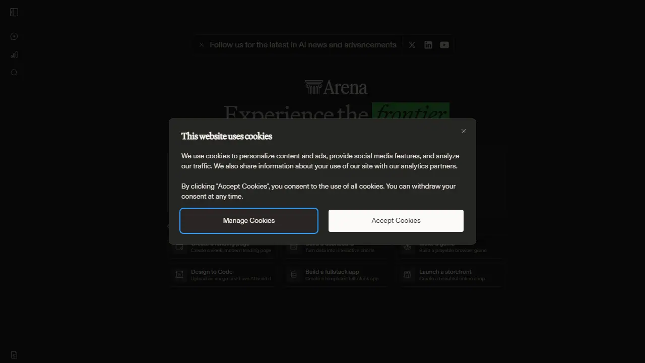 Arena AI - zrzut strony