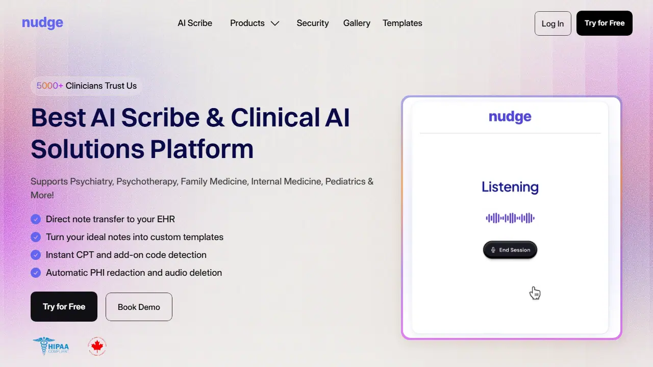 Nudge AI - zrzut strony