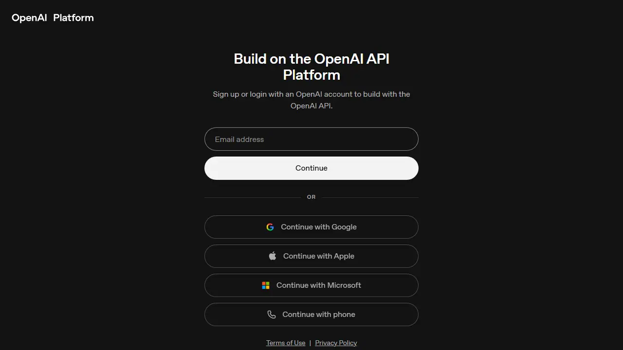 OpenAI Platform - zrzut strony