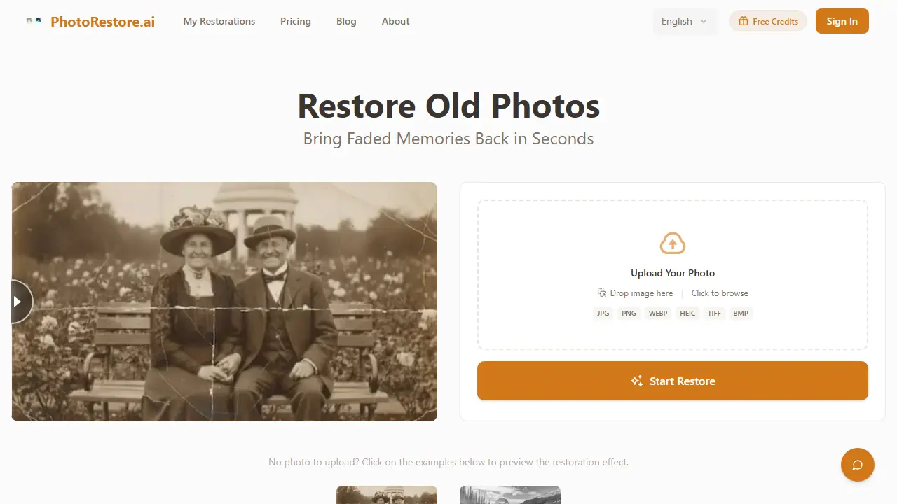 PhotoRestore.ai - zrzut strony