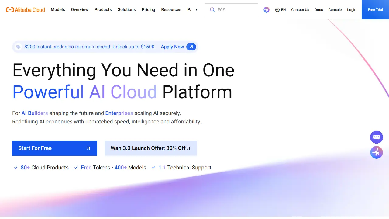 Alibaba Cloud Model Studio - zrzut strony