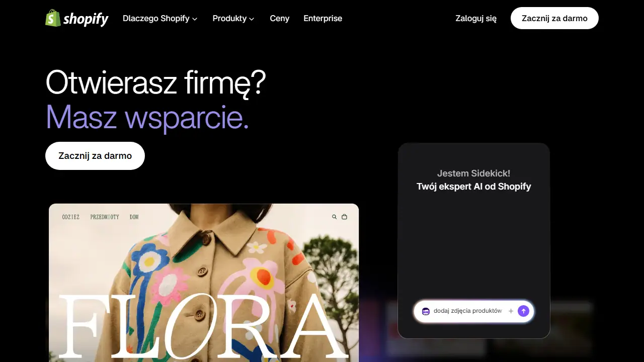 Shopify Sidekick - zrzut strony