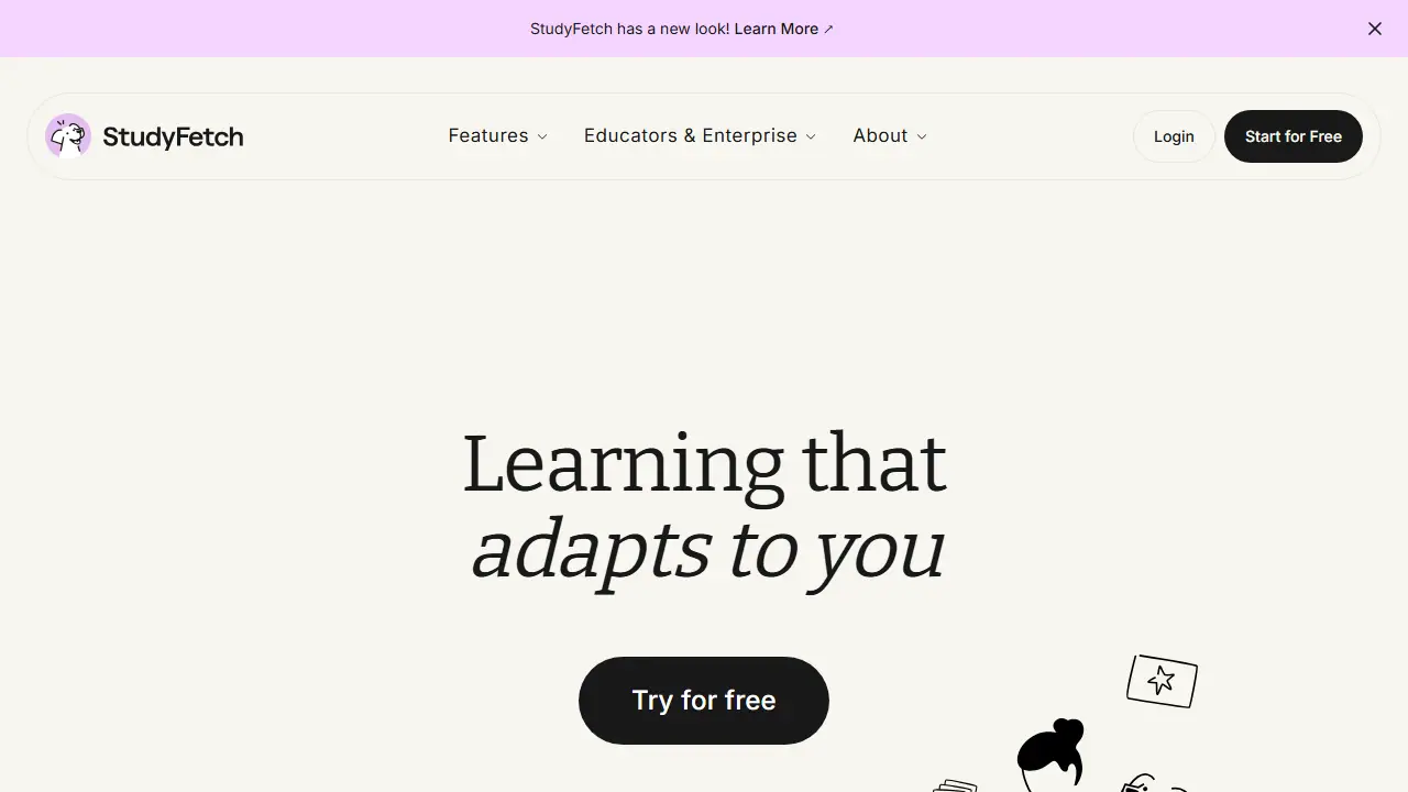 StudyFetch - zrzut strony