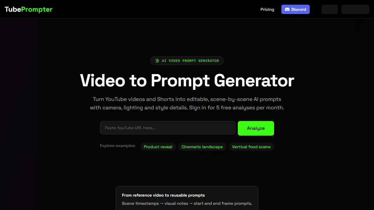 TubePrompter - zrzut strony